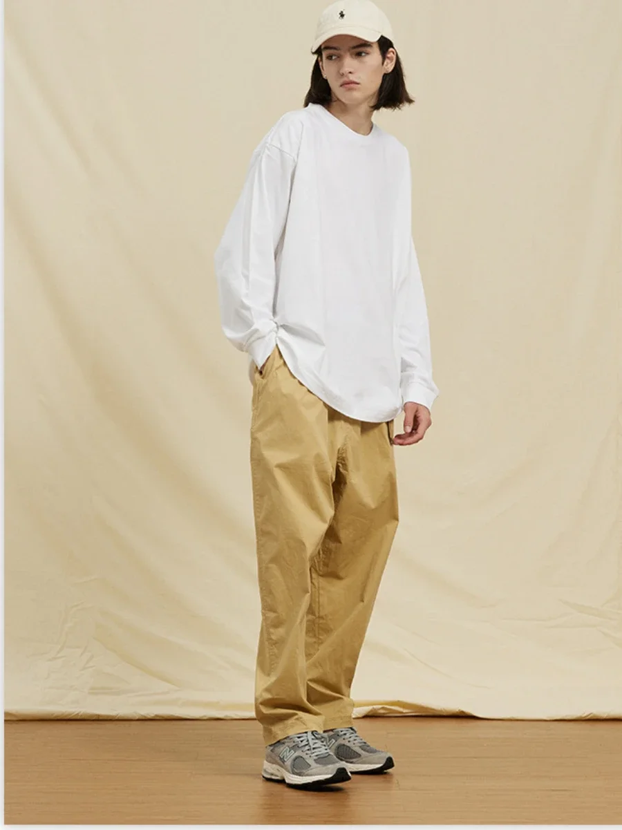 Bornladies 100% Cotton Women's T-shirt Solid Long Sleeved  Basic Trendy High Street Tee Couple Fashion Loose Thin Pullover Top