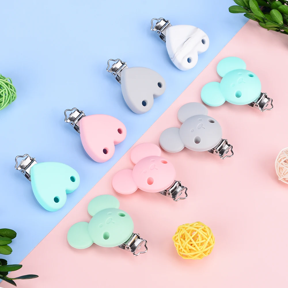 Teething Toys Lofca Silicone Clip 5 PCS Baby Pacifiers for DIY Pacifier Chain Nursing