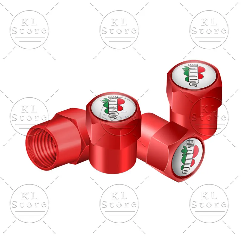 Set of 4 Premium Auto Exterior Logo Metal Tire Valve Caps Dust Covers