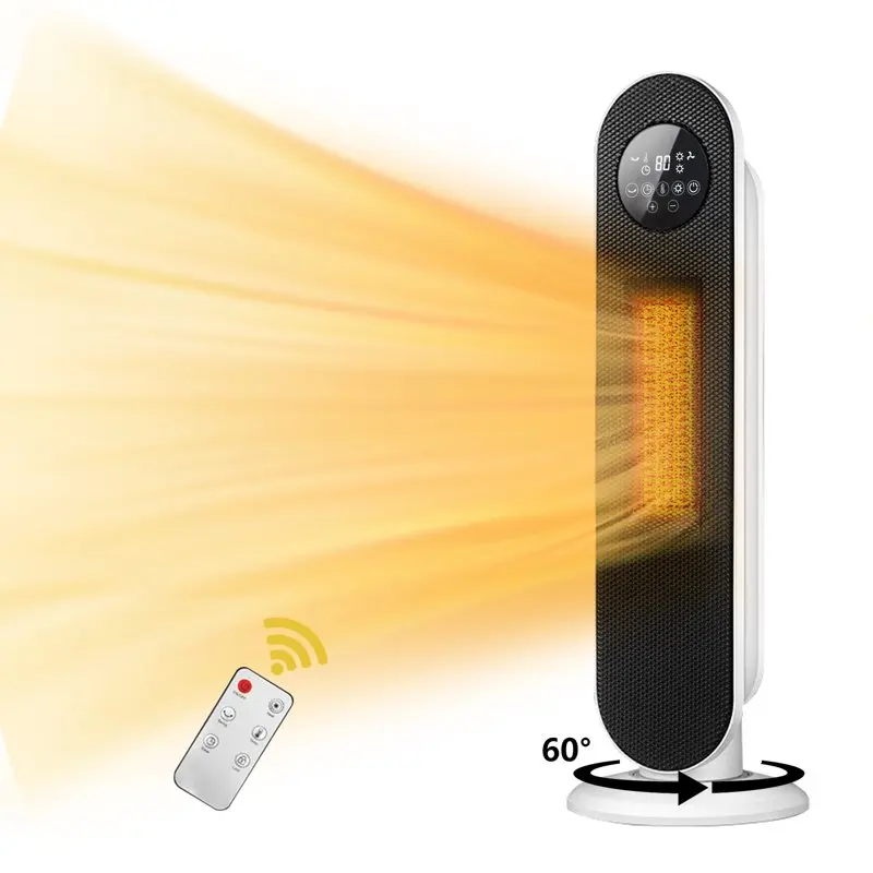 

1500W Electric Portable Oscillating Ceramic Space Heater Tower with Digital Display, White