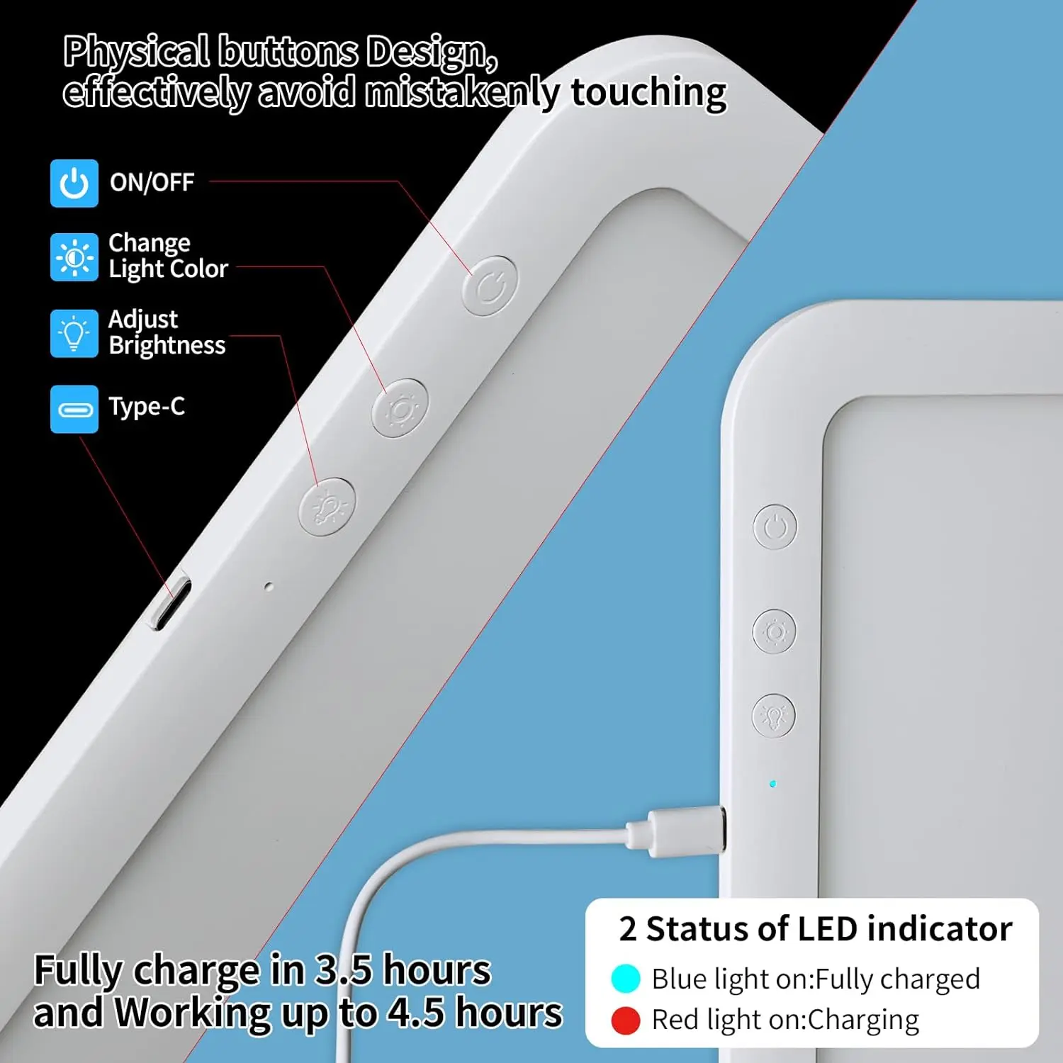 Cricut 잡초 비닐 도구, 다이아몬드 페인팅을 위한 3500mAh 리튬 배터리로 구동되는 A3 충전식 Led 슈퍼 밝은 라이트 패드