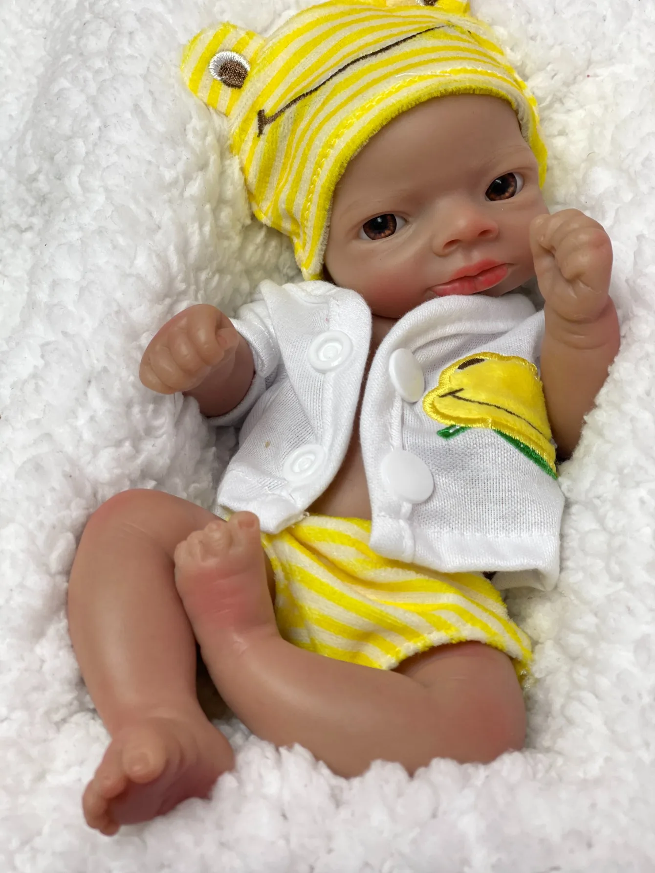 1Pc 11 Inch Lanny Dark Skin Full Silicone Bebe Reborn Girl Baby Doll Toy 3D Painted Skin Newborn Babies