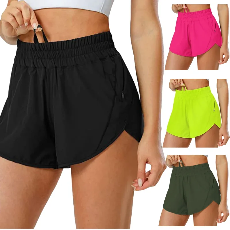 Fitness 24 Women Hotty Hot Shorts Side Zipper Pocket Gym Yoga Wear High Waist Workout Running Sporty Short Outfit Woman Clothing