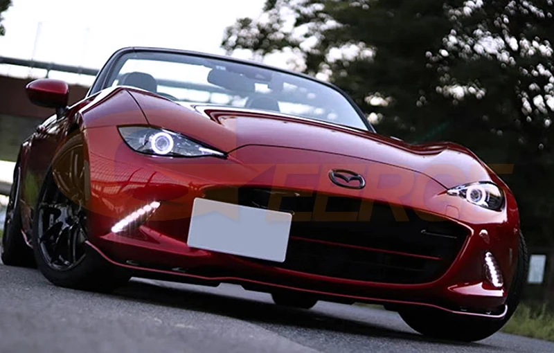 Koplampafdekking Auto Halo 7 Inch Led Koplamp Voor Mazda Voor Miata Voor MX5 Auto Accessoires Lensbehuizing Autokoplamp (Kleur : 4 Leds 2pcs E