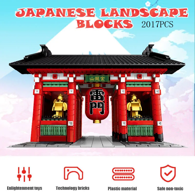 

Japan Tokyo City Famous Architecture Street View Building Block Model Sensoji Temple Gate Brick Figures Assemble Toys For Gifts