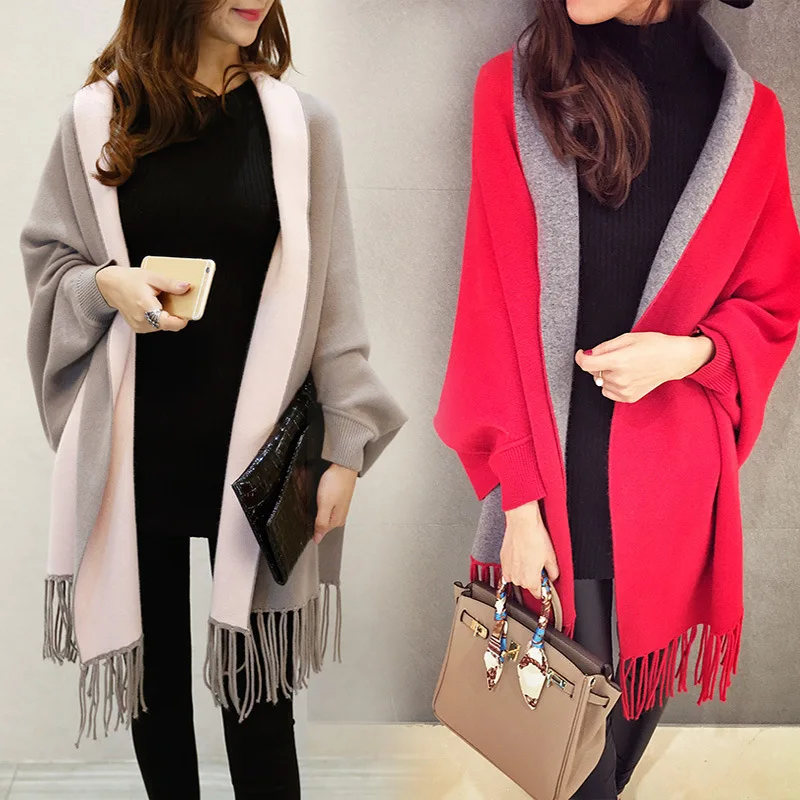 Autumn Winter Long Sleeve Patchwork Knitwear Cardigan Sweater