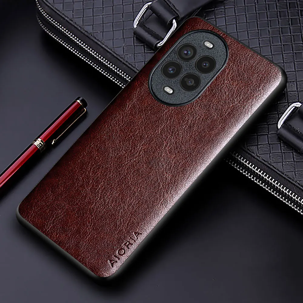 Luxury Leather Business Phone Case - Solid Color Soft & Hard Protective Cover