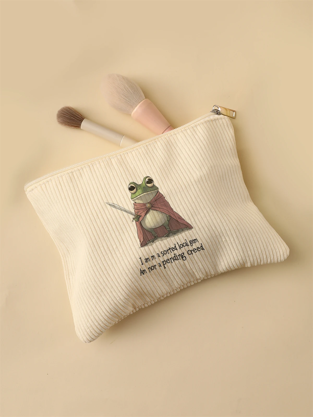 Women's Corduroy Travel Cosmetic Bag Portable Large Capacity Makeup Storage Organizer Zipper Clutch Purse Make up Bag