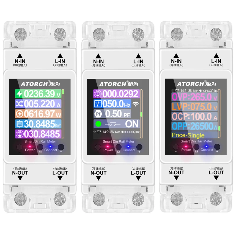 Tuya Single Phase 100A 220V 110V 50/60Hz Din Rail WIFI Smart Energy Meter timer Power Consumption Monitor KWh Meter Wattmeter