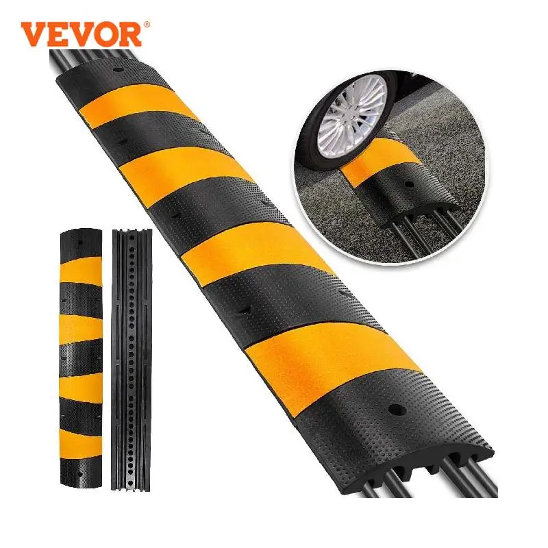 

VEVOR Rubber Speed Bump 6 Feet Driveway Modular Heavy Duty Speed Bumps 72.4 x 12 x 2.4 Inch Garage Sidewalk Cable Protector Ramp