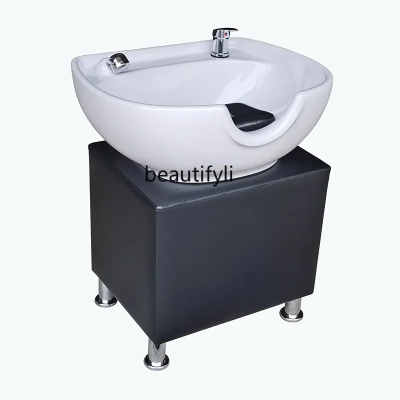 

Barber Shop Mobile Adjustable Sitting Shampoo Basin-Seat Hair Chair Half Lying Shampoo Stitching