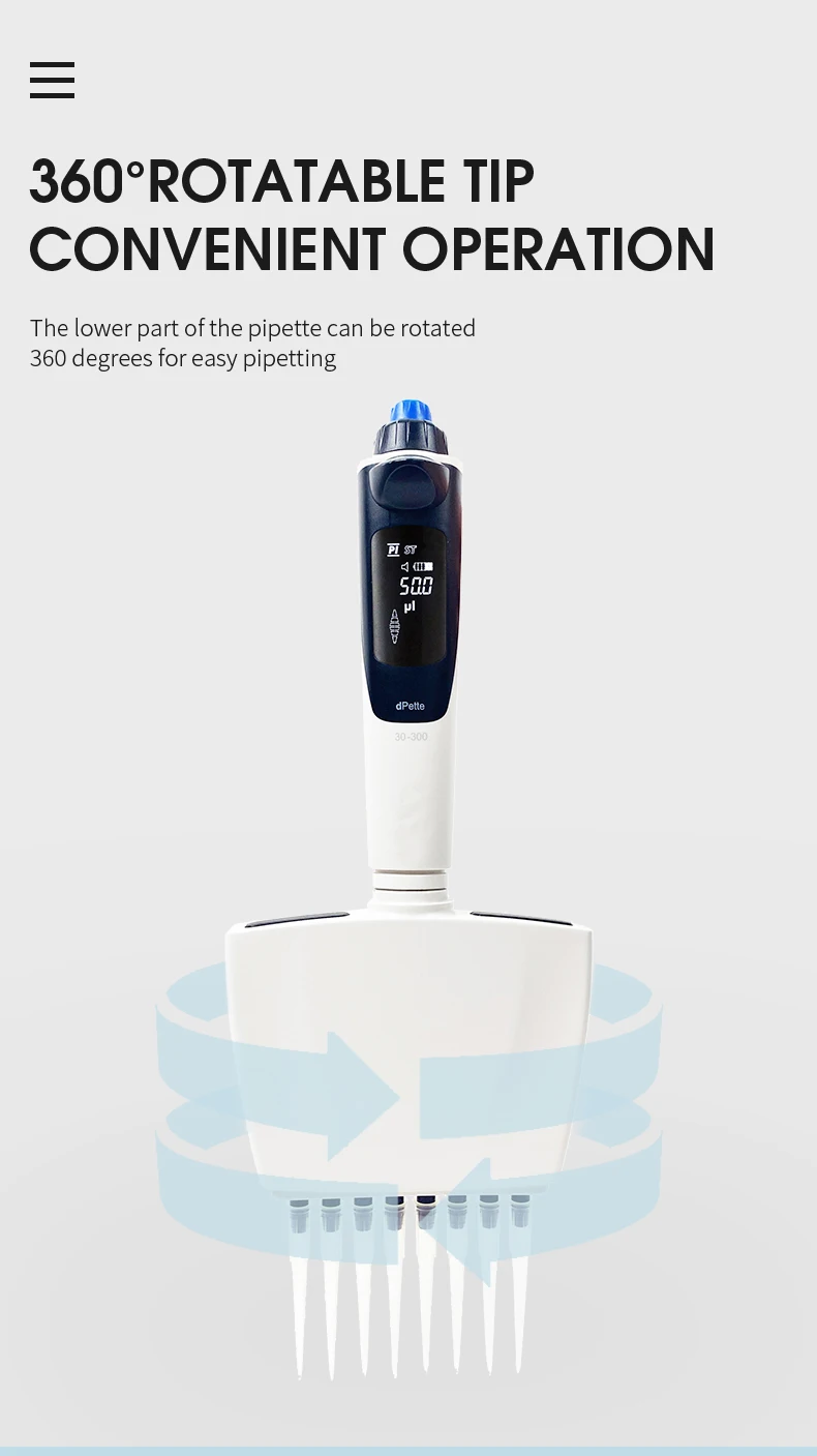 DPette+ Multifunktionale 8-Kanal Elektronische Pipette Digitale Pipette Mischpipette Laborbedarf Mikropipette Laborausrüstung – Detail 9