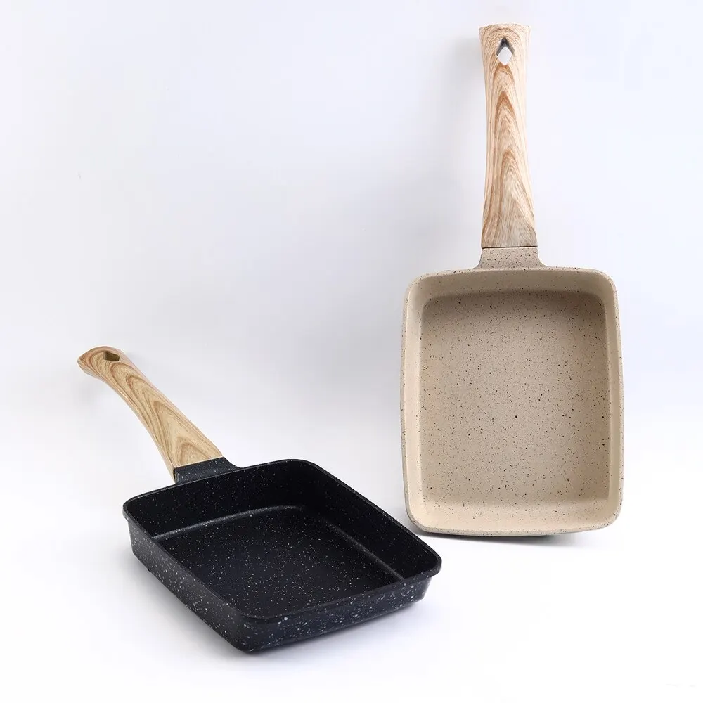 Non Stick Pan Wooden Handle Square Frying Pans Egg Roll Frying Pan Square  Pan Kitchen Cookware Pancake Pan Cooking Pot