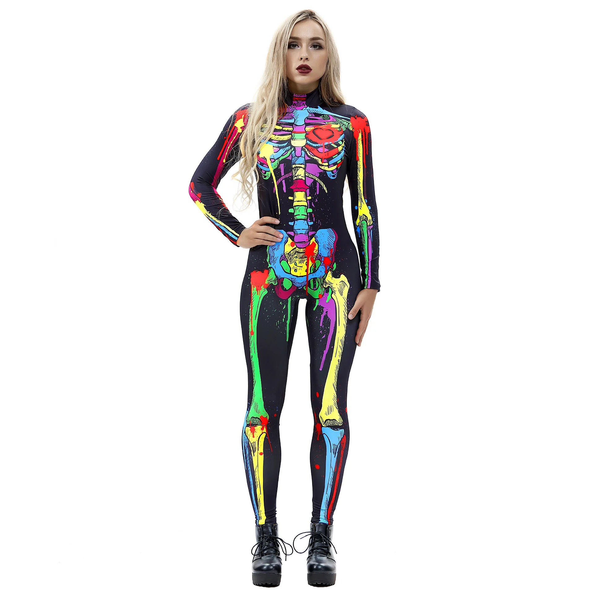 Sexy 3D Print Jumpsuit for Men and Women, Cosplay Costume,Long Sleeve Rompers,Halloween Carnival Party,Cos Clothing,