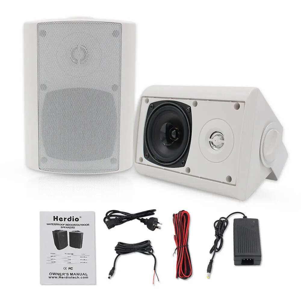 Herdio 4 Inches Outdoor Indoor Bluetooth Speakers Weatherproof Wall Mount Speakers Home Garden Patio Store External