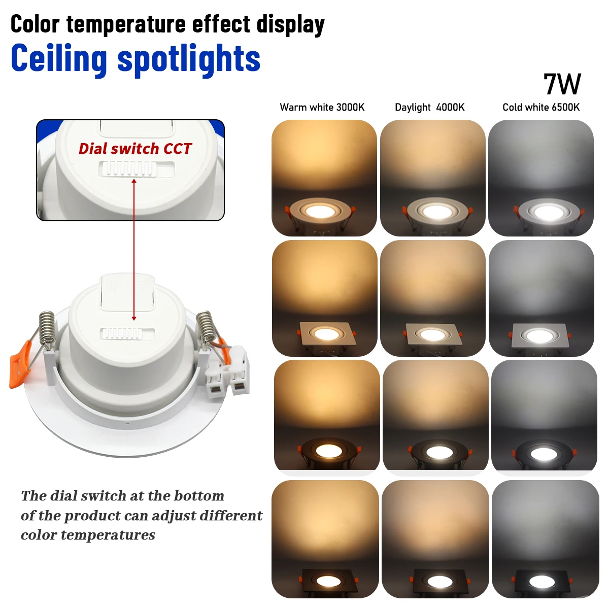 5pcs Led Surface Mounted CCT Spotlights Downlight 6W 10W 14W 20W 3000/4000/6500K Anti-glare Ceiling Lamp Foldable for BedRoom 4
