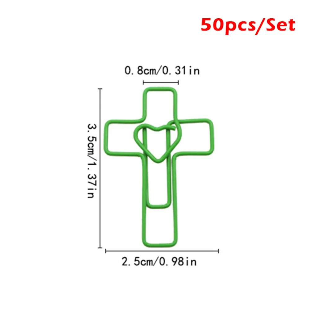 50pcs 다목적 금속 종이 클립 십자형 종이 보관 파일 분류 클립 북마크 학생