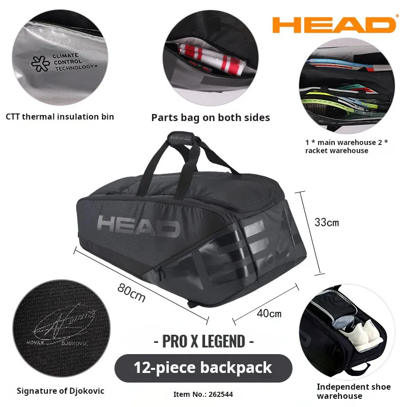 HEAD Tennis Bag PRO X LEGEND Limited Edition Signature Backpack Racket Bag Racquet Compartment 6