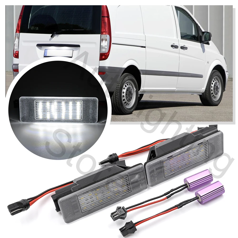 Feux LED Plaque Immatriculation Mercedes Vito/Viano/Sprinter - Blanc, Canbus, 2 Pièces