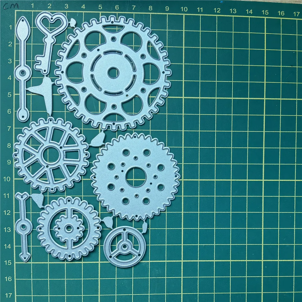 8Pcs/Set key Round Gear Metal Cutting Dies Stencil Scrapbooking Photo
