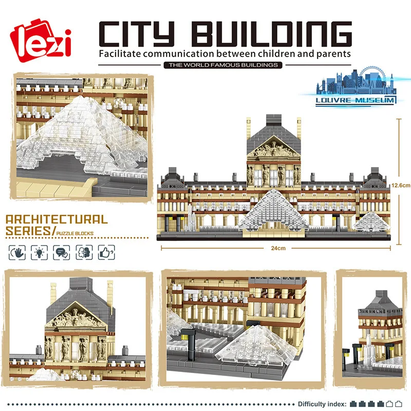 construção paris louvre museu 3d modelo diy