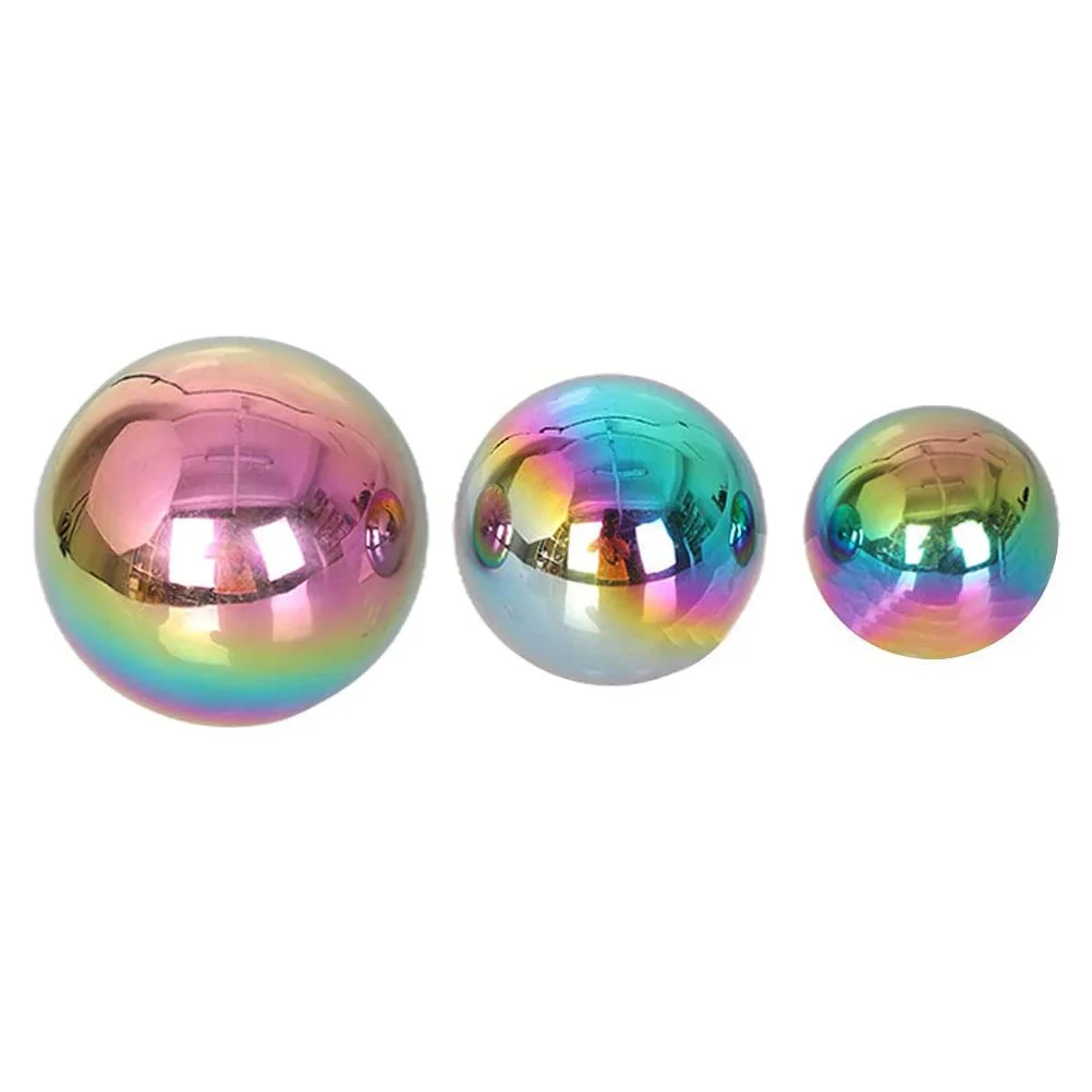 

Outdoor Rainbow Garden Balls Stainless Steel Reflective Garden Globe Mirror Gazing Polished Ball Garden Decor Shiny Sphere