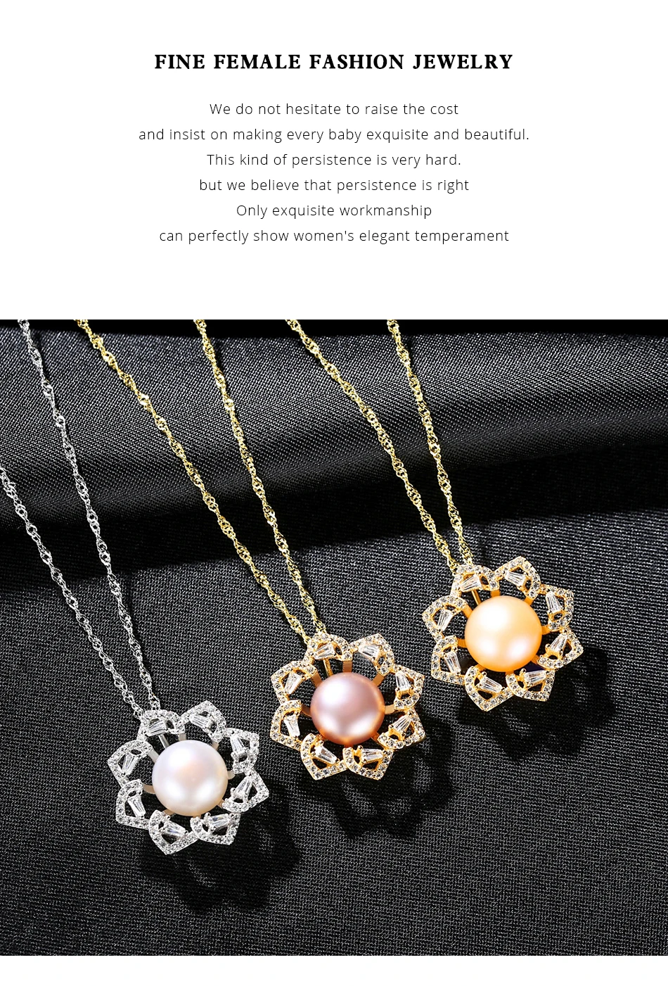Collana con ciondolo a forma di fiore in argento sterling per donna 2023, elegante per matrimonio, perla naturale fine_voghion.com