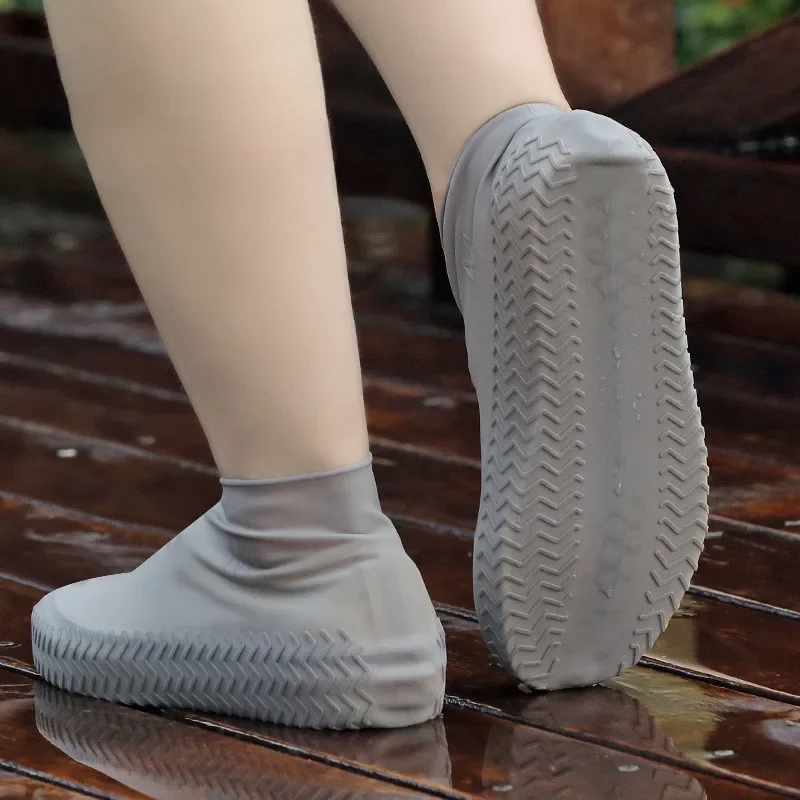 1 Pair Waterproof Rain Shoes Covers Silicone Outdoor Non-slip Rain Boot Overshoes Walking Reusable Shoe Cover S/M/L/XL Large 4