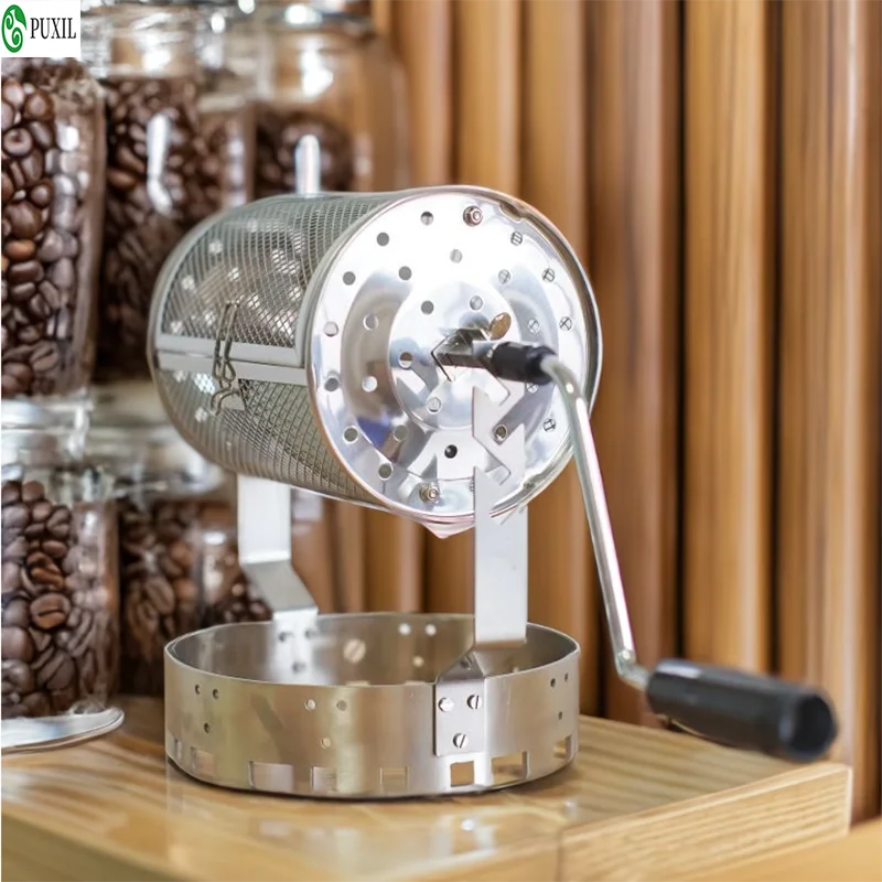 Hand-Cranked Bean Roaster Cranked Baked Coffee Beans Machine Direct Fire Small Stainless Steel Rollers Baking Machine