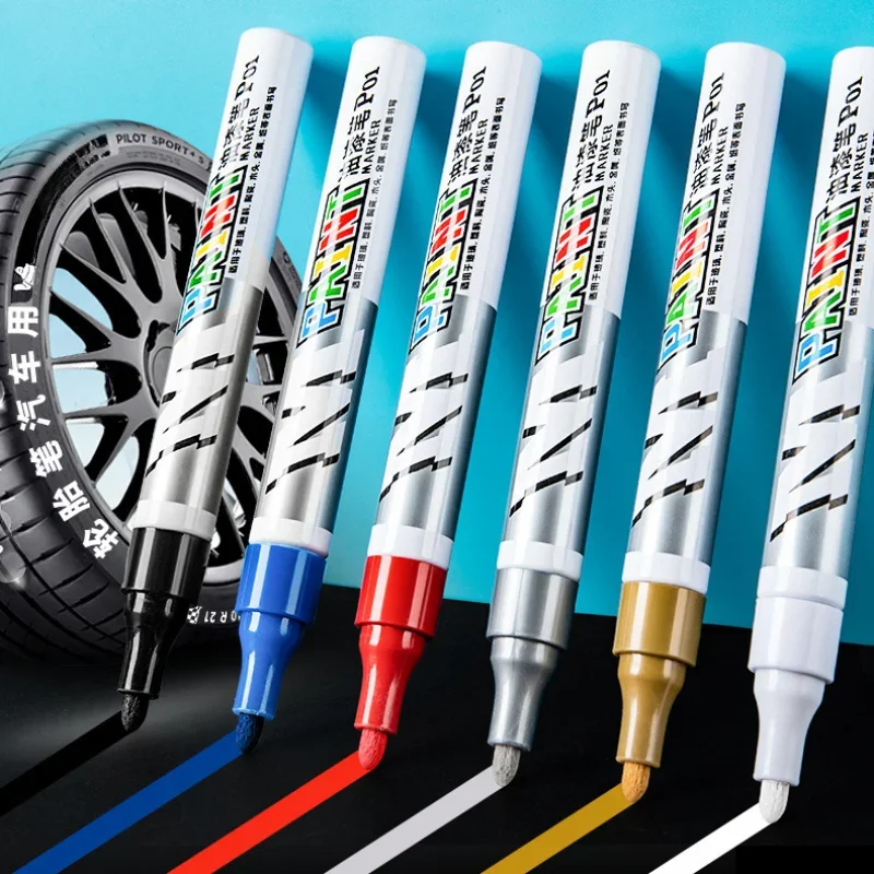 Car paint scratches repair brush pen waterproof water paint marker pen car tire tread care automotive black white red silver