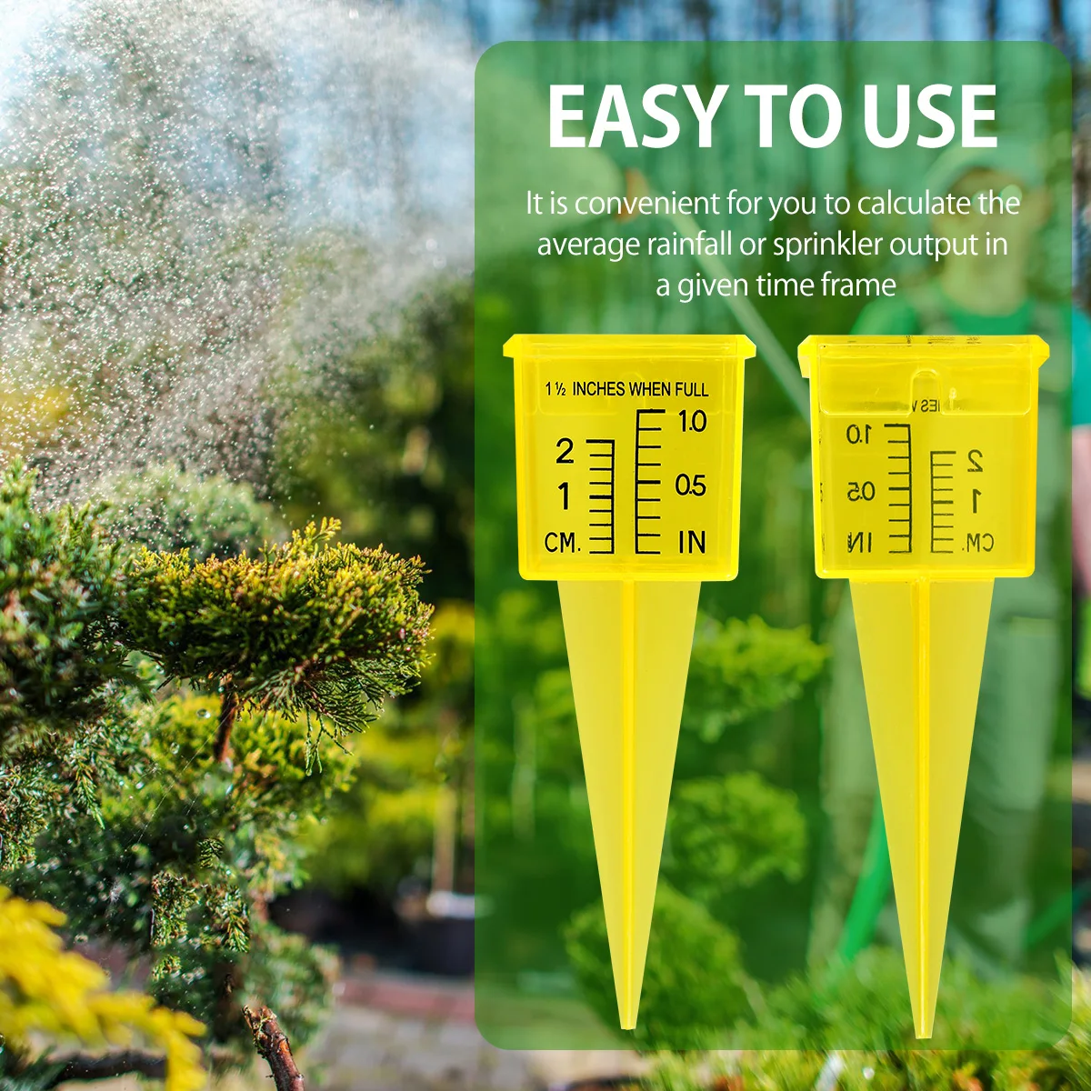 10pcs Durable Plastic Sprinkler Bright Yellow Transparent Rain Gauge Garden Water Gauge Outdoor Water Measuring Reusable Tool