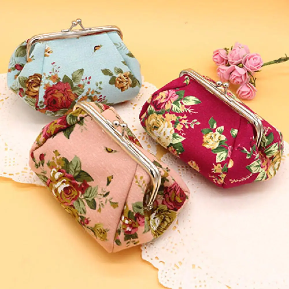 

Women Flower Printed Canvas Wallet Card Holder Coin Purse Clutch Handbag Bag