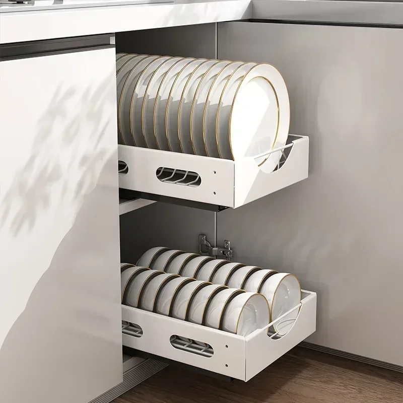 

Household Kitchen Rack Clatter Built-in Partition Organizer Pull-out Storage Drawer Plate Cabinet