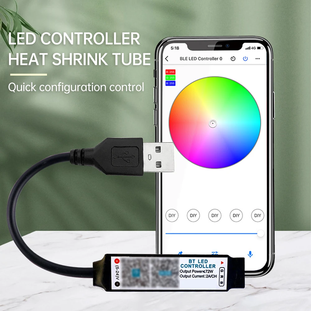 LED Strip Light LED Light RGB Strip Light Smart Controller Bluetooth-compatible APP Control DC 5V 12V 24V