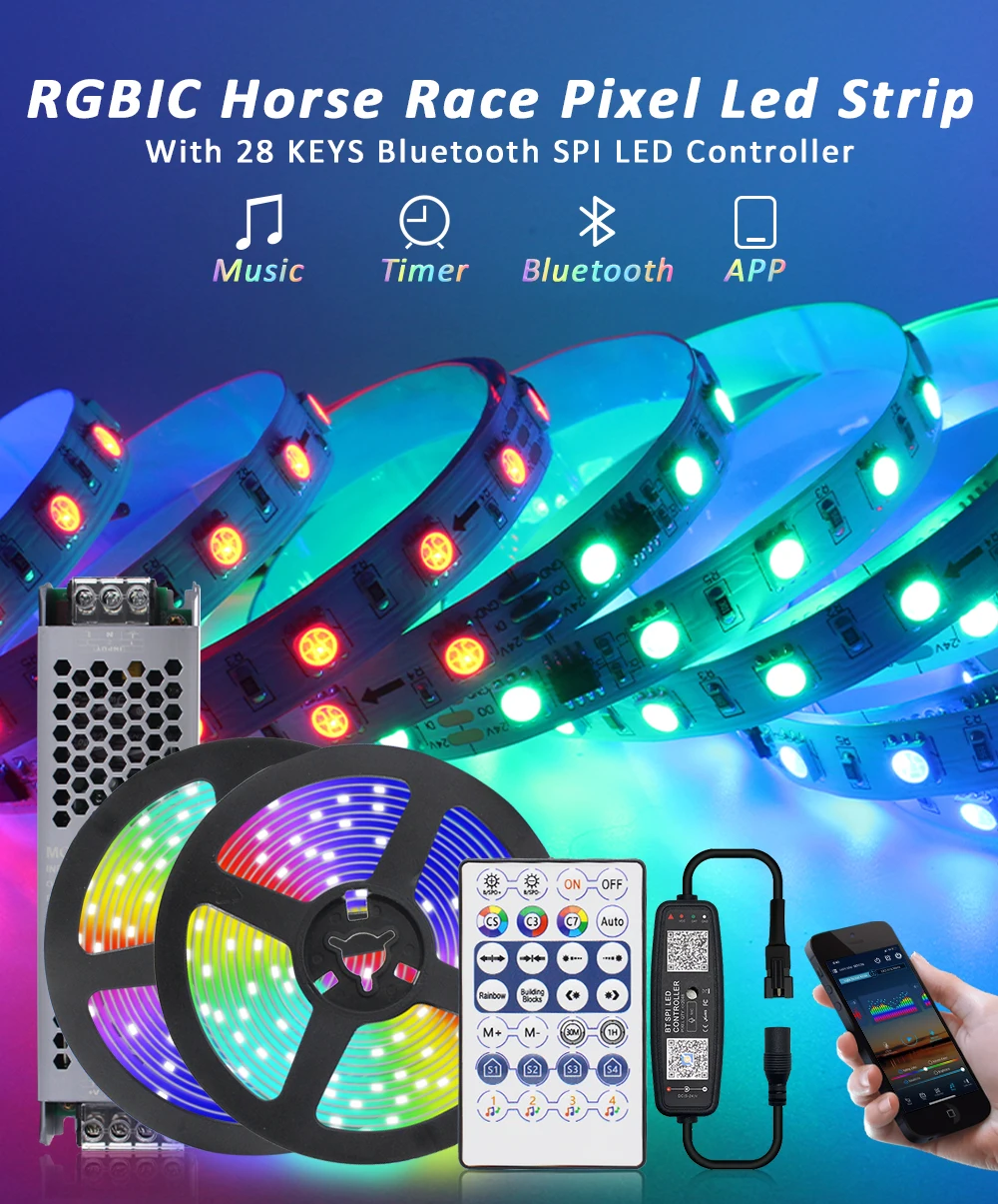 Bluetooth Led Strip Rgbic Ws2811 Dreamcolor Light - Led Light Strip  Bluetooth - Aliexpress