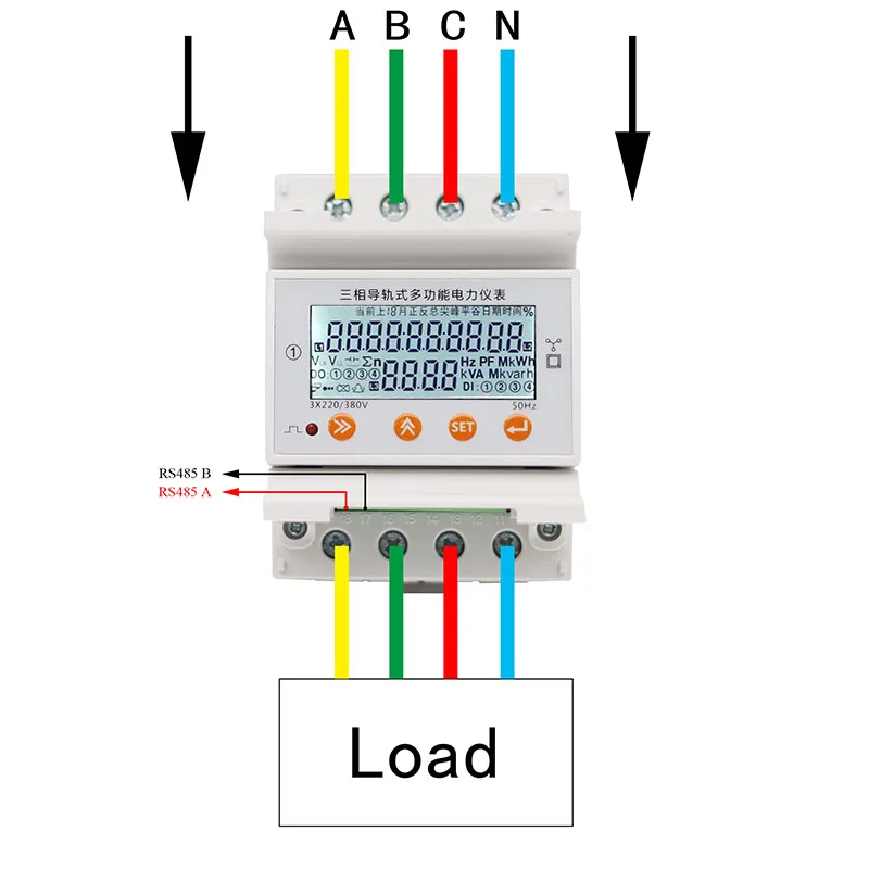 

AC0-80A DIN Type 3 phase multifunciton Meter LCD display with RS485 with RS485 function modbus-rtu kwh power factor three phase