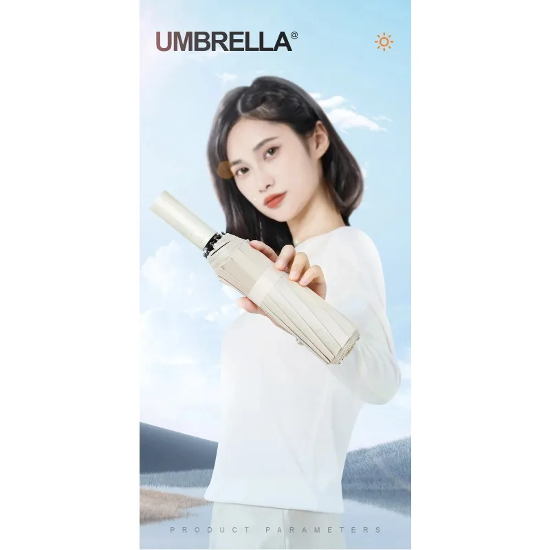 Best-selling sun protection and shade umbrella with double ribs, folding rain and sun umbrella with UV protection function