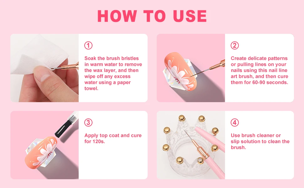 5pcs Nail Art Brush Set Detailer Striping Brush Fine Line Pens UV Gel Polish Painting Manicure Tools