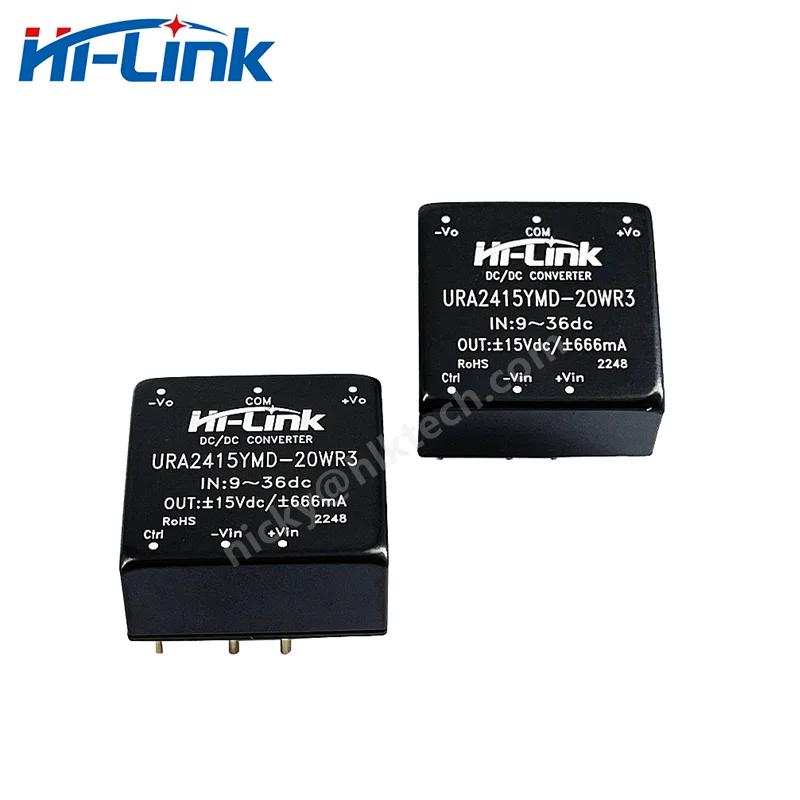 Sortie de touristes domestiques Hi-Link ± 15V ± 666mADCDC 9-36V Convertisseur d'isolation d'entrée URB2415YMD-20WR3 20W Puissance de sortie Tech Step Down