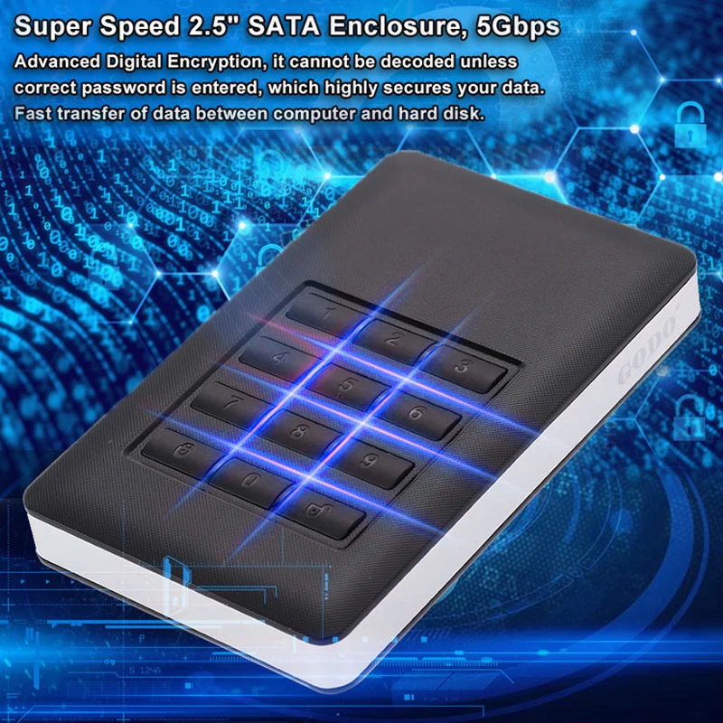 HDD 박스 AES-256 군용 하드웨어, 새로운 칩 암호화 SATA II to USB3.0, 나사 없는 HDD 인클로저 SSD..