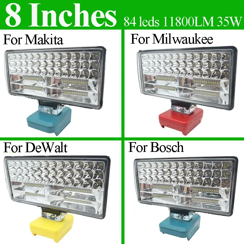 디월트, 밀워키, 마키타, 보쉬 18V 배터리용 야외 콤팅 LED 조명, 스포트라..