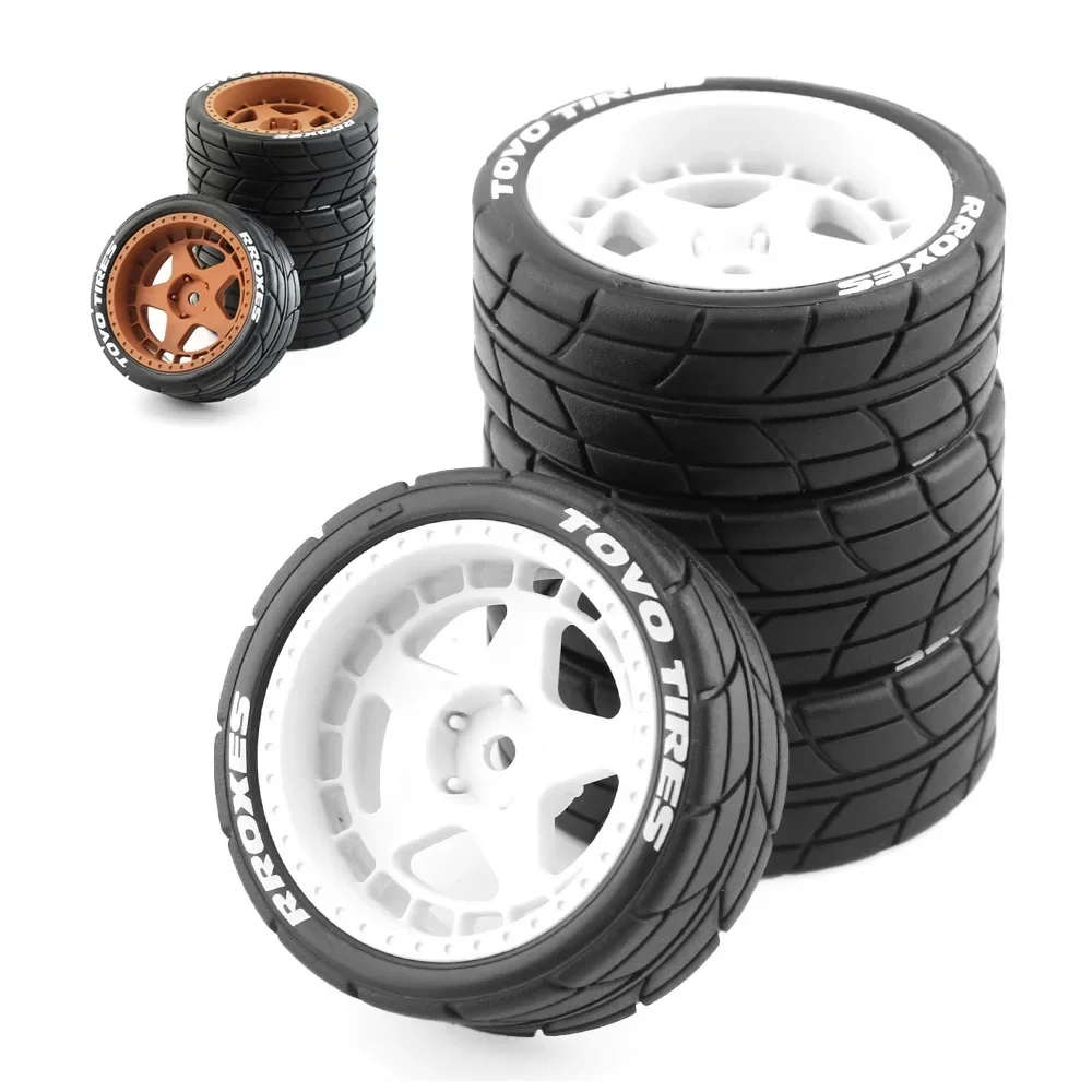 Lifehead 65mm RC Rally Tires & Wheels – 12mm Hex, Rubber Tires For 1/10 Scale On-Road RC Cars