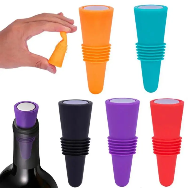 

Silicone Wine Bottle Stopper Leak Proof Whiskey Beer Bottle Cap Champagne Accessories Closer Wine Cork Plugs Lid Bar Accessories