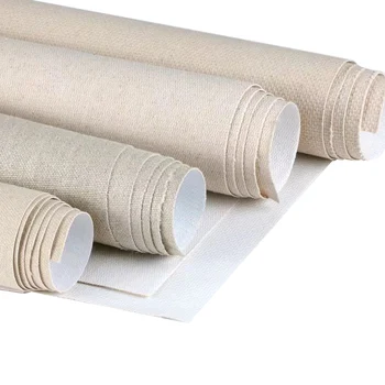 Rotolo di tela in misto lino 100%, 5 metri (16,4 piedi) di lunghezza, tela bianca per pittura, senza acidi, ideale per olio, acrilico, progetti artistici