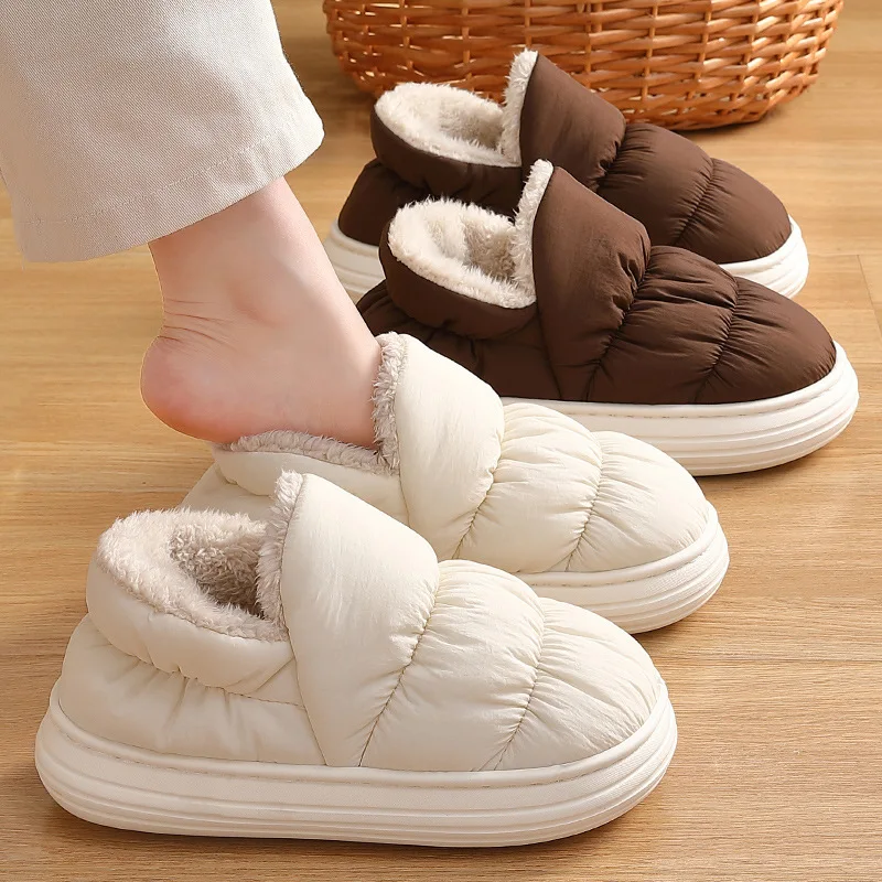 

Plush Shoes For Women Mules Indoor Outside Winter Home Warm Fluffy Anti-Skid Boots Fur Cotton Shoe Men Outdoors Sneakers