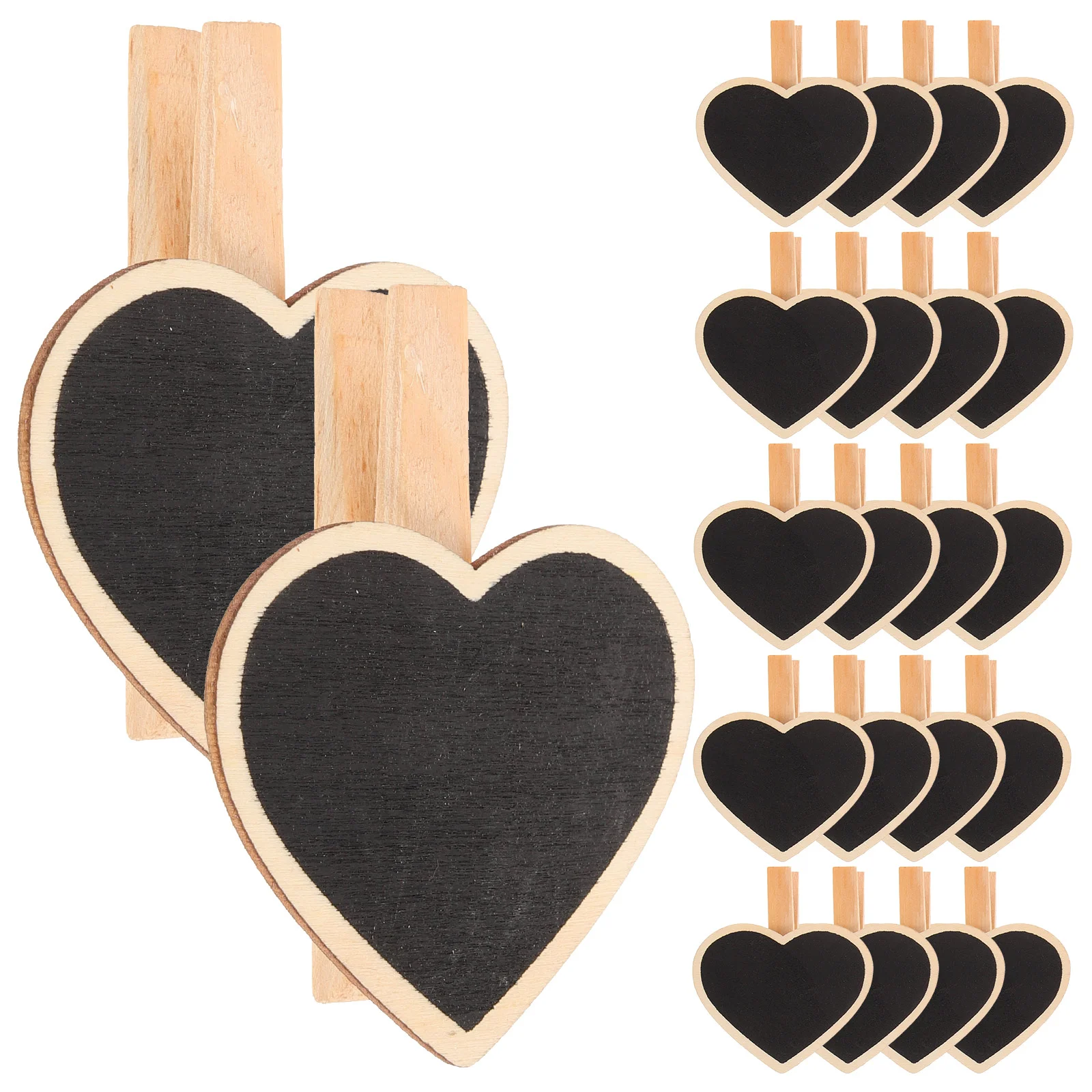 

24 Pcs Tag Photo Holder Blackboard Memo Clips Note Taking with Labels Message Clamps Wood Household Food Mini Chalkboard