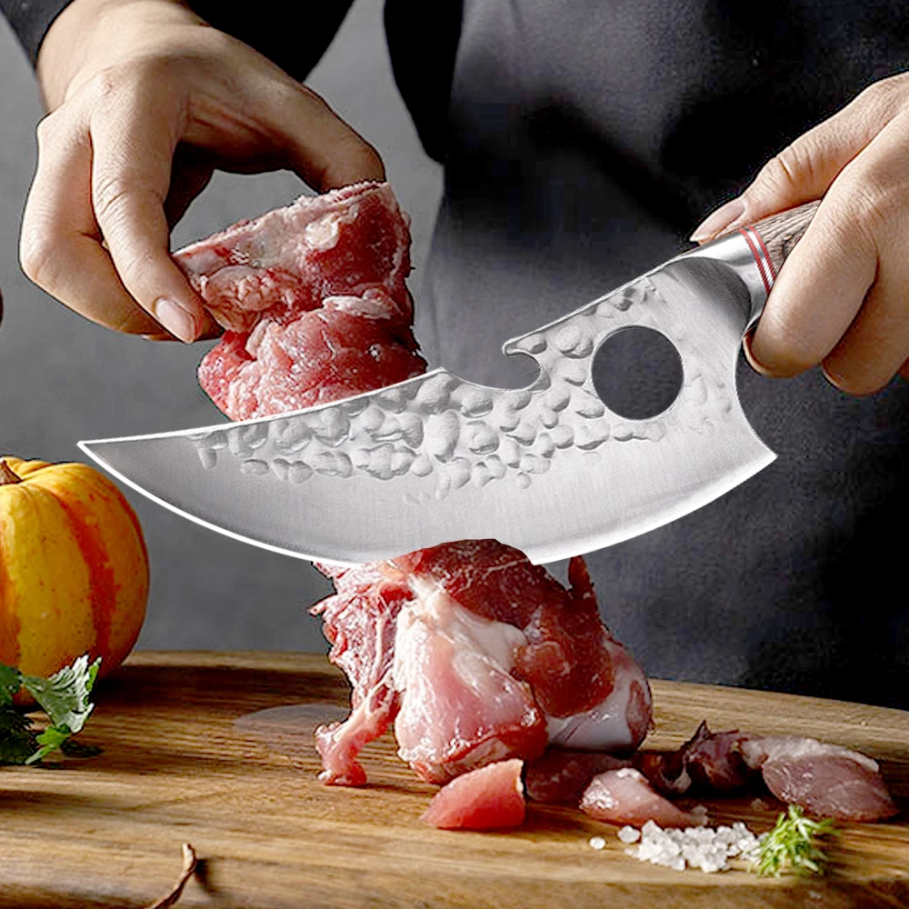Kitchen Knifes Handmade Forged Chef Boning Knifes Meat Cleaver Butcher Knife Vegetables Fish Fruit Chopping Slicing Cutter Tools - 3