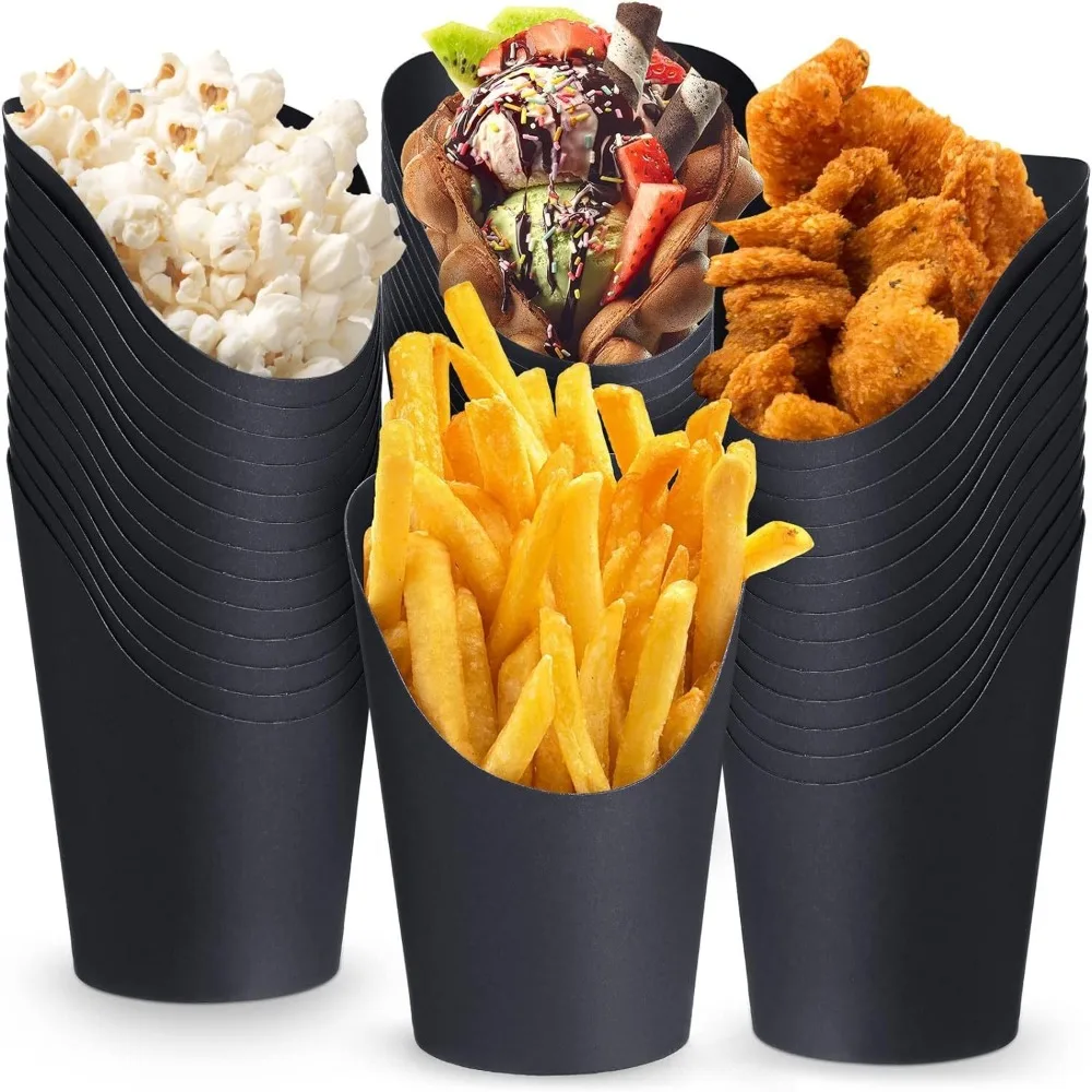 25pcs 14/16oz French Fries Holder Kraft Paper Disposable French Fry Cup Popcorn DIY Baking Snack Dessert Cupcakes Party Supplies