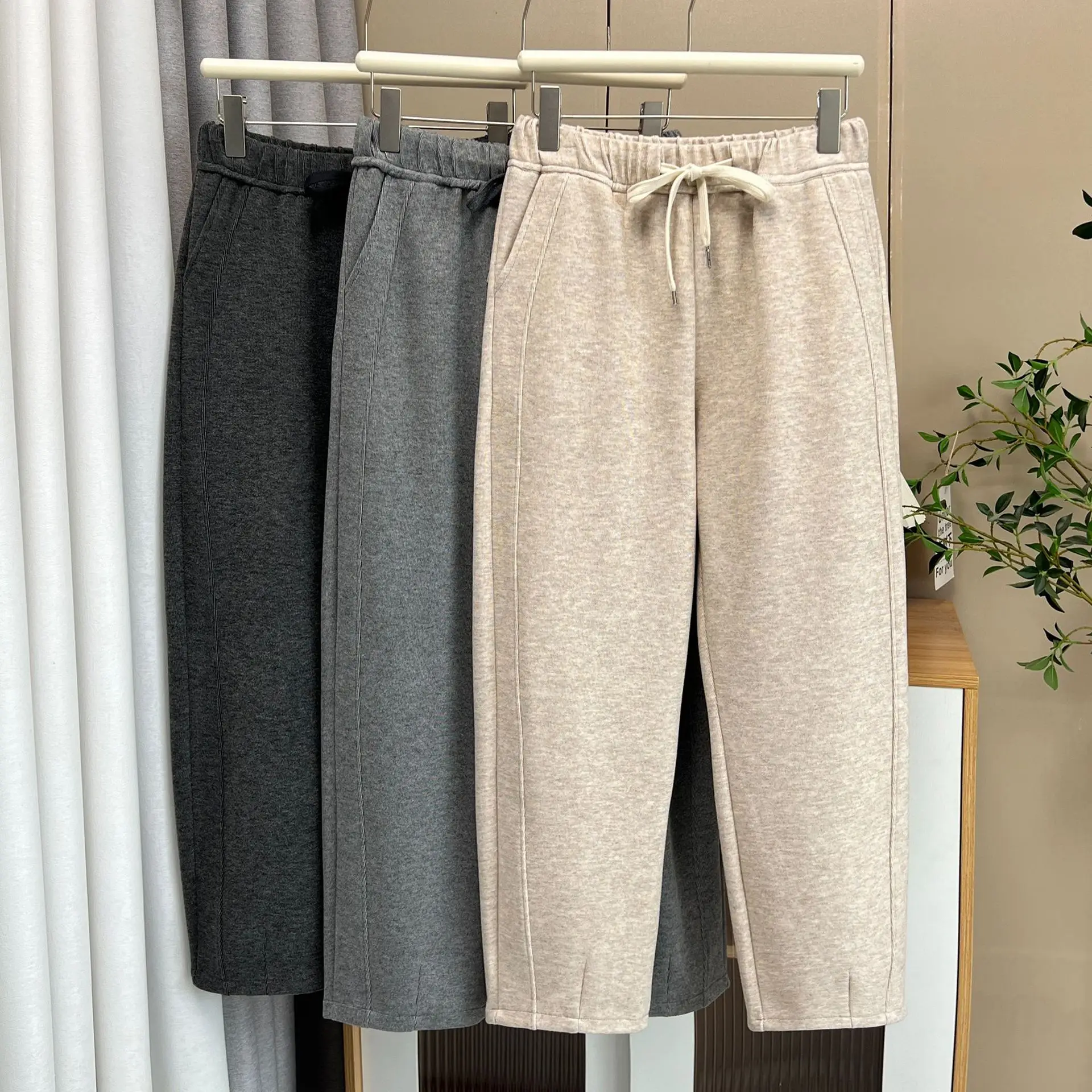 XXXXL Fashion Plus Size Women's Harem Pants New Simple Thickened Elastic Waist Curved 2025 Autumn Ankle-Length Trousers 2567