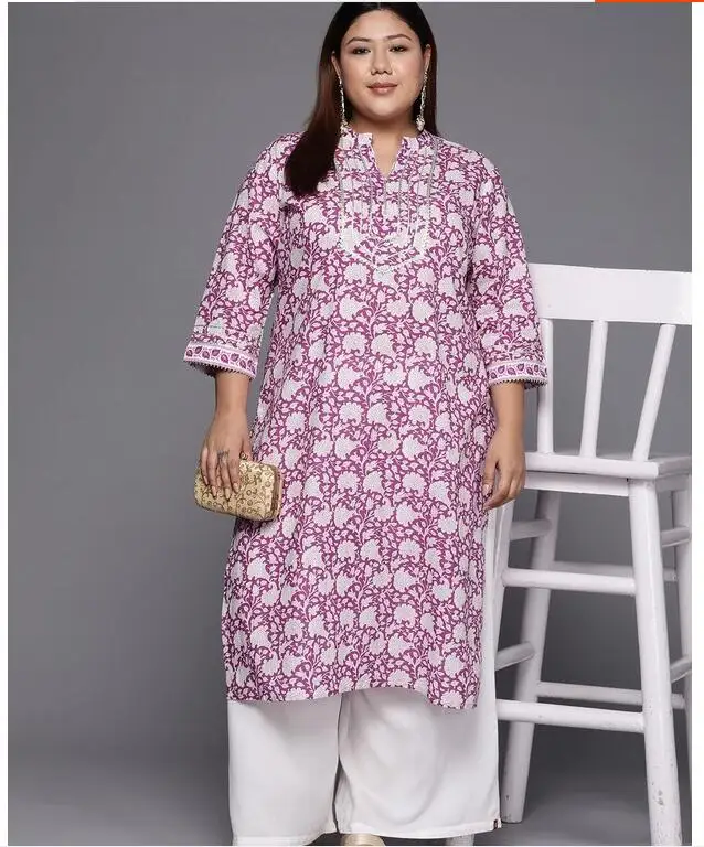 

Embroidered Printed Ethnic Style Top for Indian Spring Oversized Women's Clothing